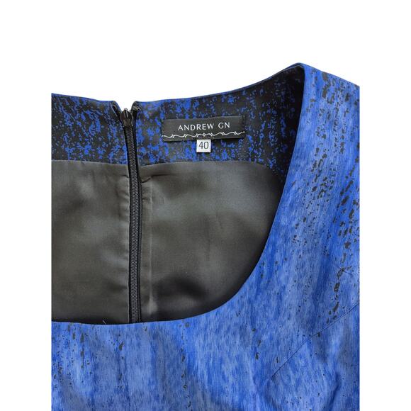 Andrew Gn Dress Sz 8 Silk France Blue Black Mini Cocktail Holiday Wedding Luxury - Picture 4 of 9